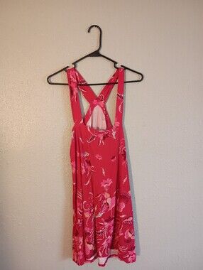LOFT Red Floral Halter Dress